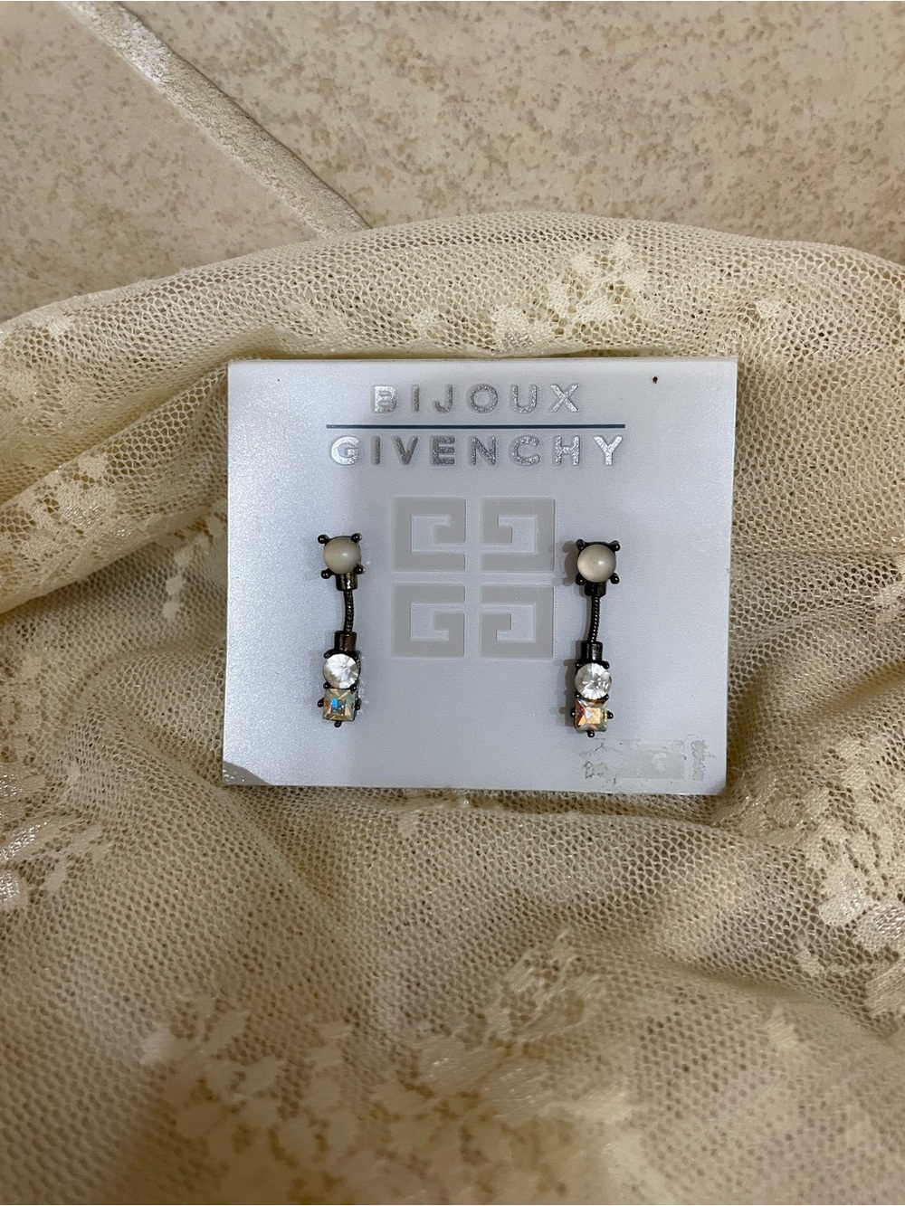 Givenchy Bijoux Cream and Crystal Drop Earrings